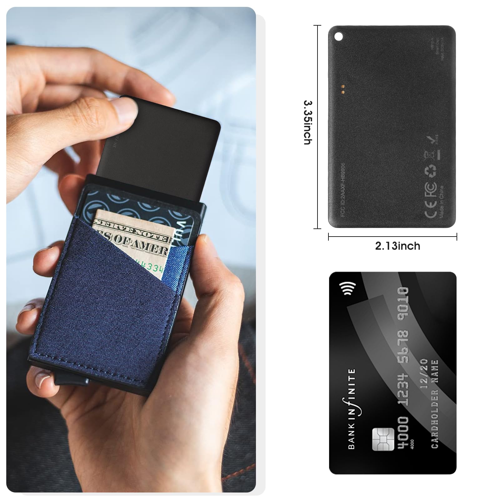 Wallet Tracker Card (Only Ios), Upgraded Smart Key Tracker Works With Apple Find My,A Rechargeable Wallet Finder,Can Emit Multip